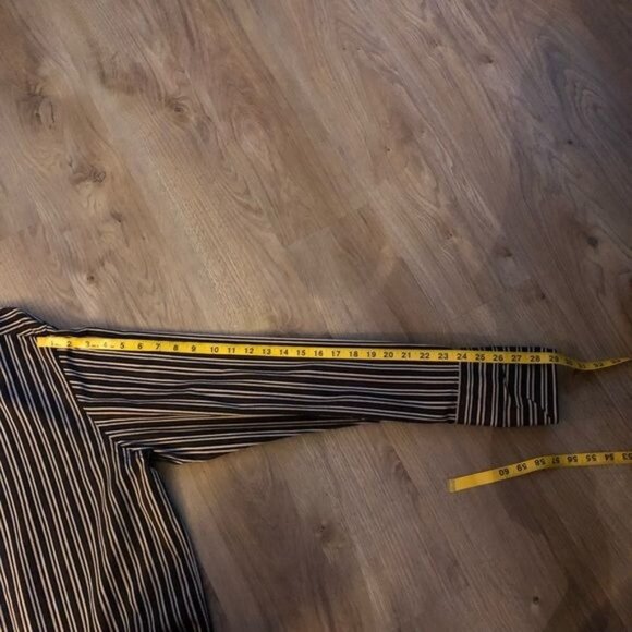 PERRY ELLIS-Brown Stripes 100% Cotton button front Mens Dress Shirt Size X-LARGE - Picture 4 of 6